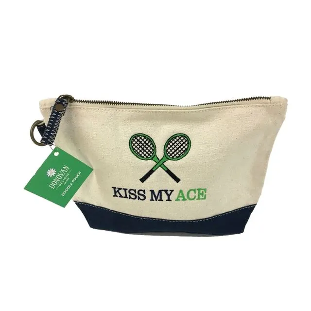 KISS MY ACE EMBROIDERED DOODLE POUCH