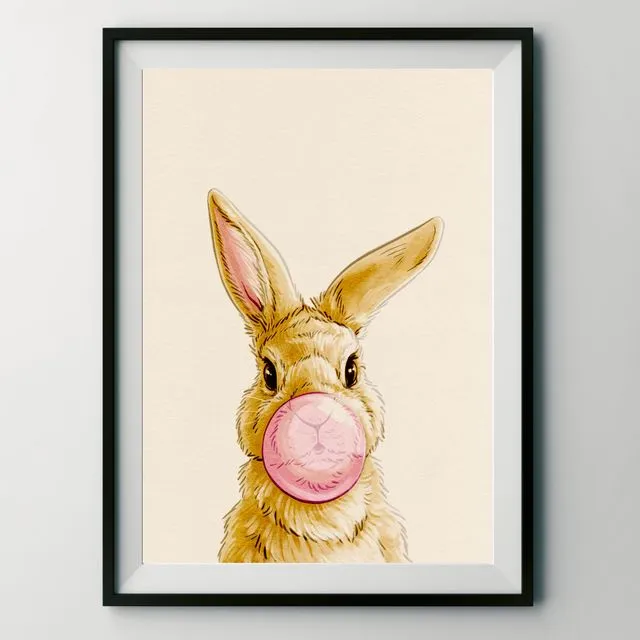 Artprint "Bunny with bubble gum"