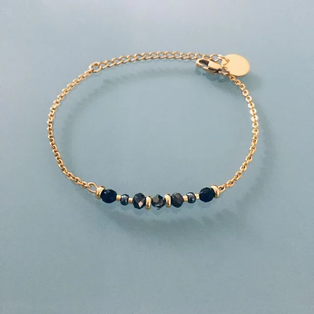 Bracelet pierre, gourmette pierres naturelles magiques Swarovski  perles Heishi or, bracelet doré, bracelet pierre, bijoux cadeaux