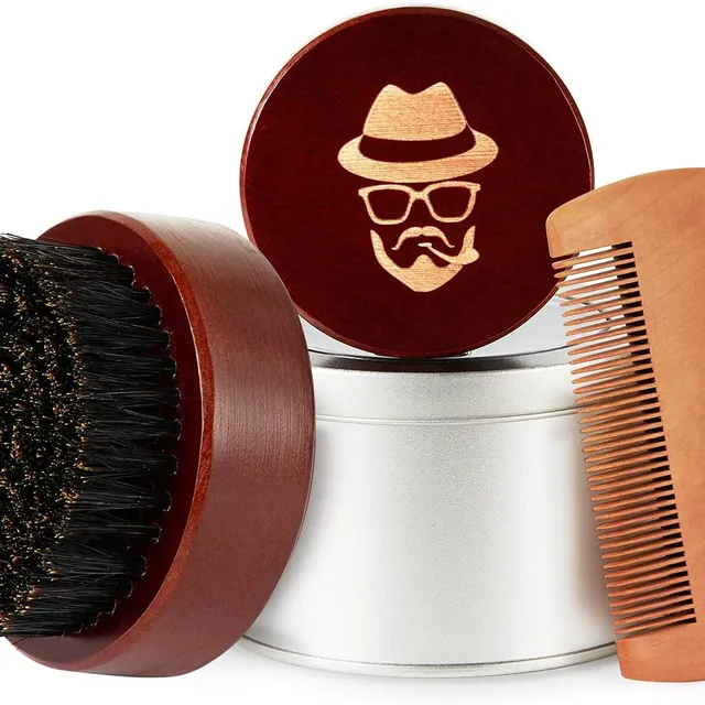 Beard Brush, 100% Boar Bristle Black Walnut Wood Beard Comb Brush for Men to Tame and Soften Your Facial Hair from Sofmild