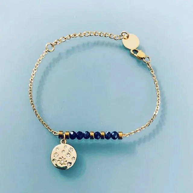 Bracelet constellation, gourmette pierres naturelles magiques Swarovski  perles Heishi or, bracelet doré, bracelet pierre, bijoux cadeaux