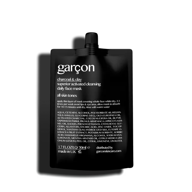 Garcon Mens Cleansing Clay Charcoal Face Mask - all skin tones 50ml