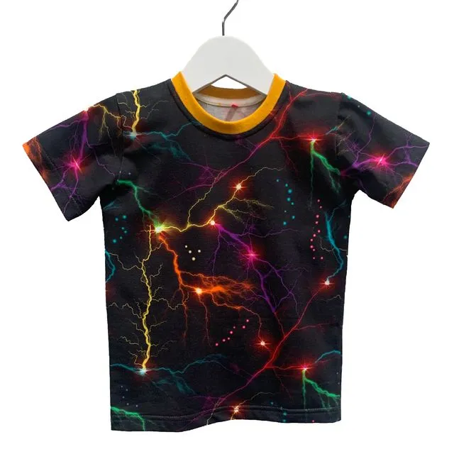 Electric skies and fireworks kids t-shirt
