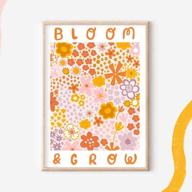 Bloom &amp; Grow Wall Art Flower Floral Print - A5
