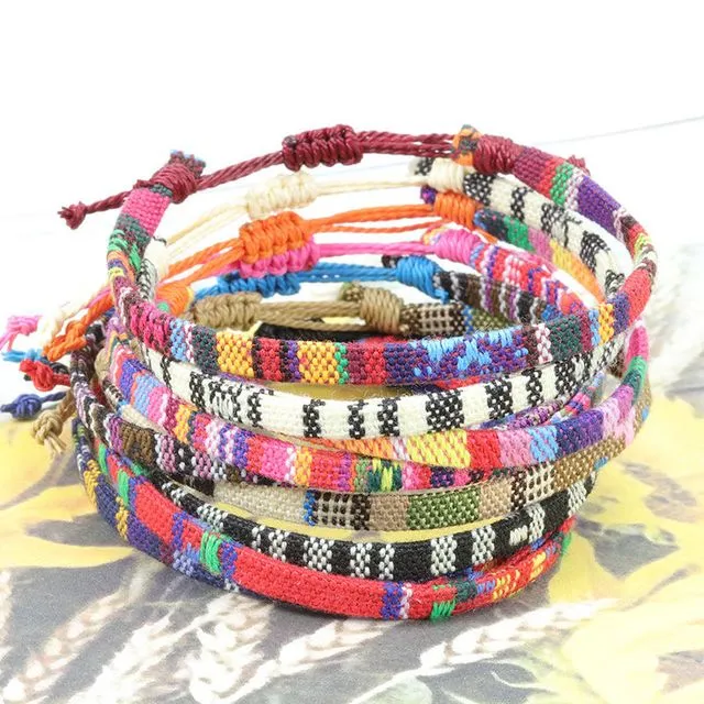 Boho Style Cotton and Linen Fabric Woven Bracelet Environmentally Friendly Colorful All-match Friendship Bracelet