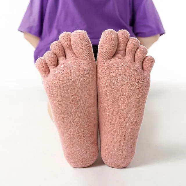 Silicone Non-slip Five-finger Socks Professional Female Trampoline Sports Fitness Pilates Beginner Yoga Socks