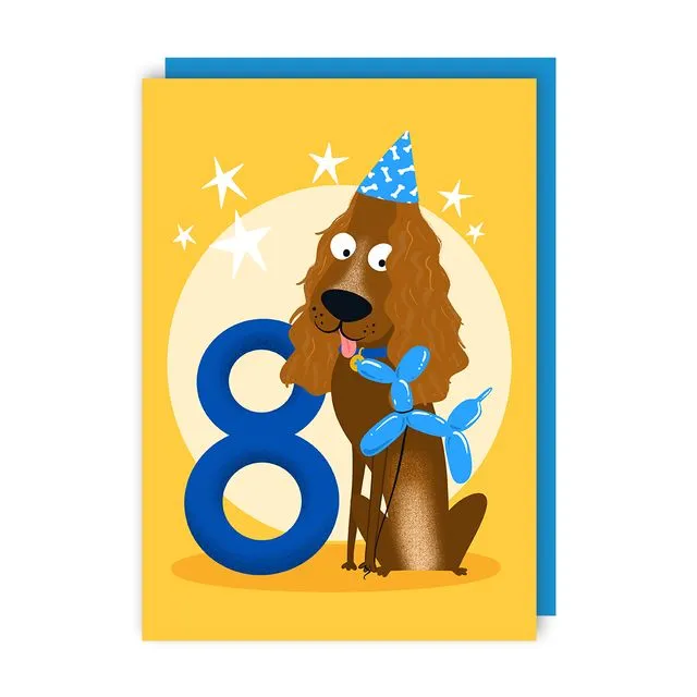 Dog Eight Children Age Birthday Card pack of 6