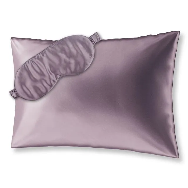 BEAUTY SLEEP SET S Set silk zippered pillowcase (50x75) with eye mask - purple