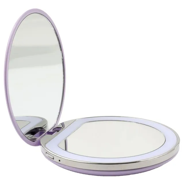MAQUILLAGE Pocket mirror with adjustable LED illumination (USB) - purple