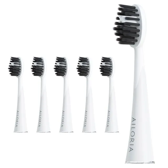SHINE BRIGHT Charcoal replacement brush heads set of 6 - white