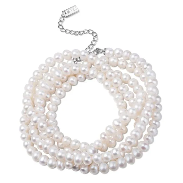 MOE Bracelet-Necklace silver/white pearl - white