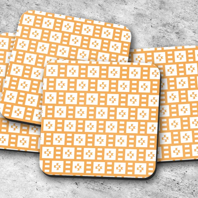 Light Orange and White Geometric Coasters
