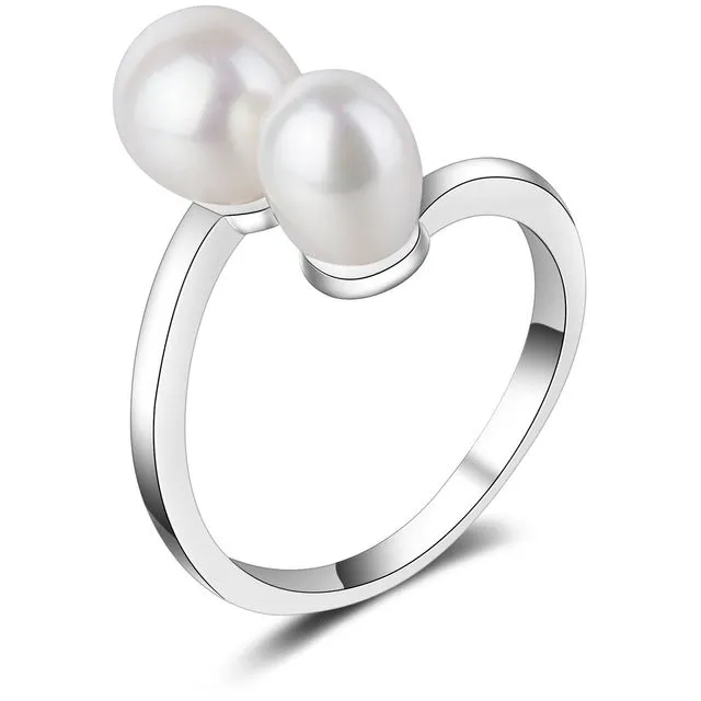 MAYUKO Ring silver/white pearls - silver
