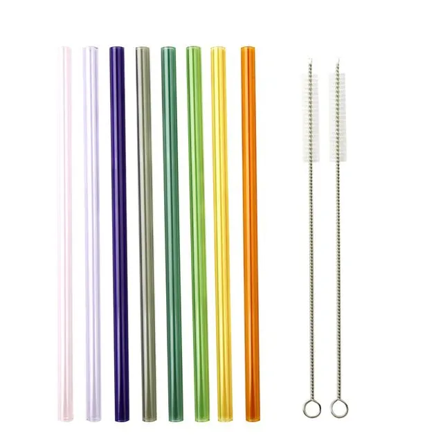 SMOOTHIE PARTY Reusable glass straws - colourful