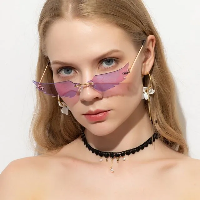 Fashion Cat Eye Rimless Sunglasses