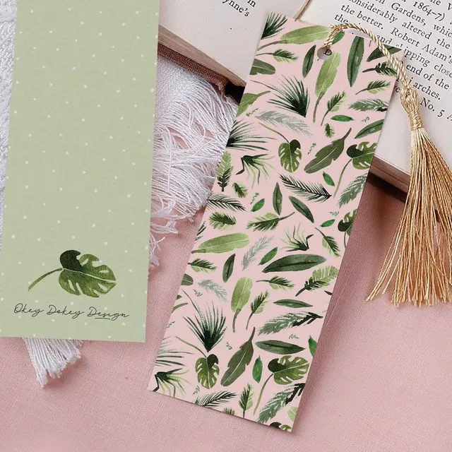 Tropical Palm Paper Bookmark With Tassel
