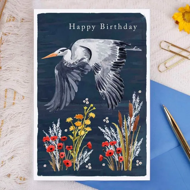 Happy Birthday Heron Greeting Card