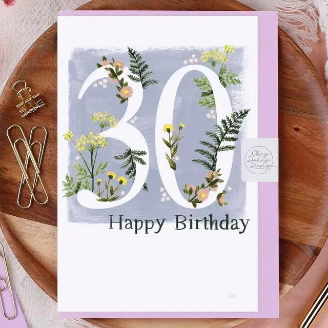 Happy 30th Birthday Flowers Greeting Card