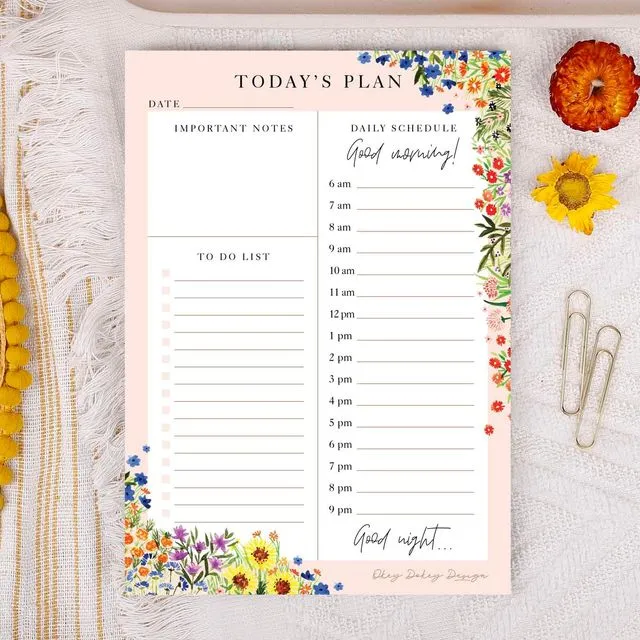 Garden Flowers Daily Planner Pad