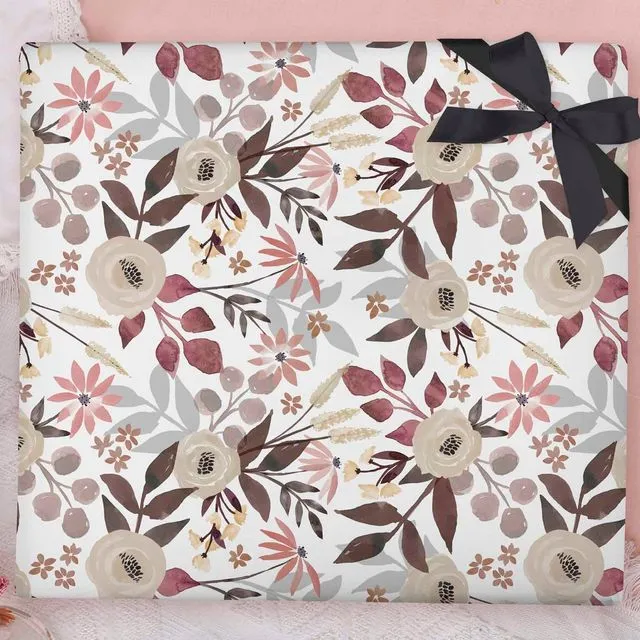 Autumn Florals Wrapping Paper Sheet