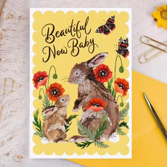 Beautiful New Baby Rabbit Greeting Card