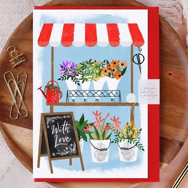 With Love Flower Shop Greeting Card