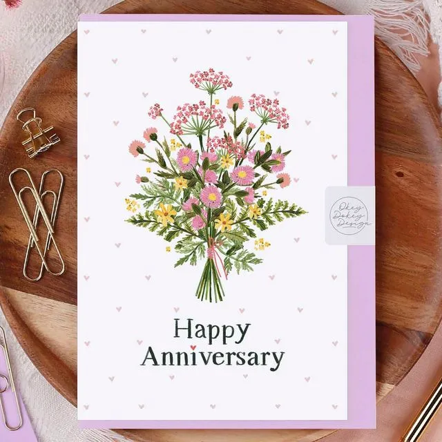 Happy Anniversary Flowers Greeting Card