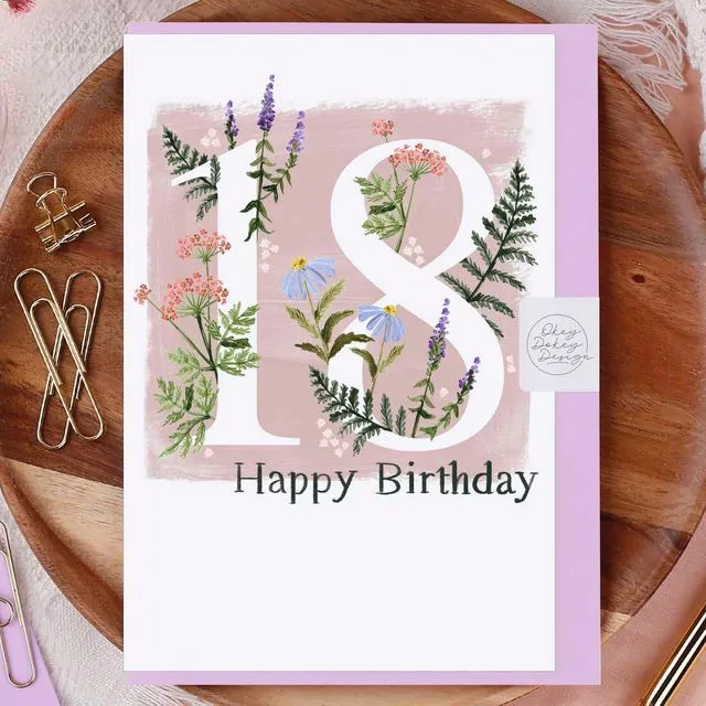 Happy 18th Birthday Flowers Greeting Card