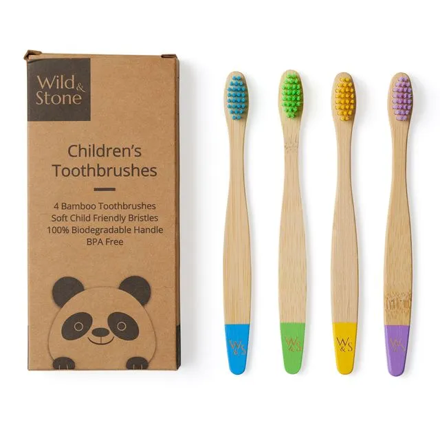 Kid’s Bamboo Toothbrush - 4 Pack - Multi-Colour