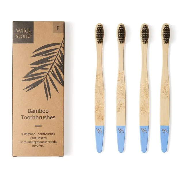 Adult Bamboo Toothbrush - 4 Pack - Firm Bristles