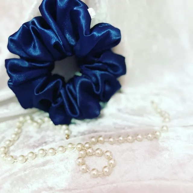 navy blue silk scrunchie