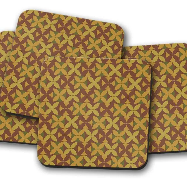 Brown and Green Retro 70s Coasters