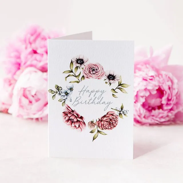 Floral Wreath Greetings Card