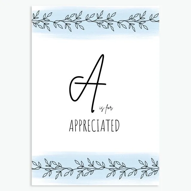 A is for Appreciated A6 Greeting Card