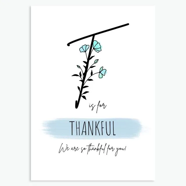 T is for Thankful A6 Greeting Card