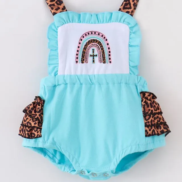 Baby Smocked Clothes, Cross Rainbow Leopard Print Cheetah Ruffle Bubble Onesie Romper