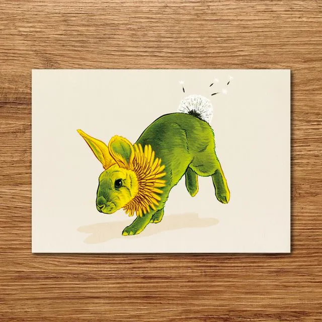 Postcards "Flower bunnies series 1" - Dandelion