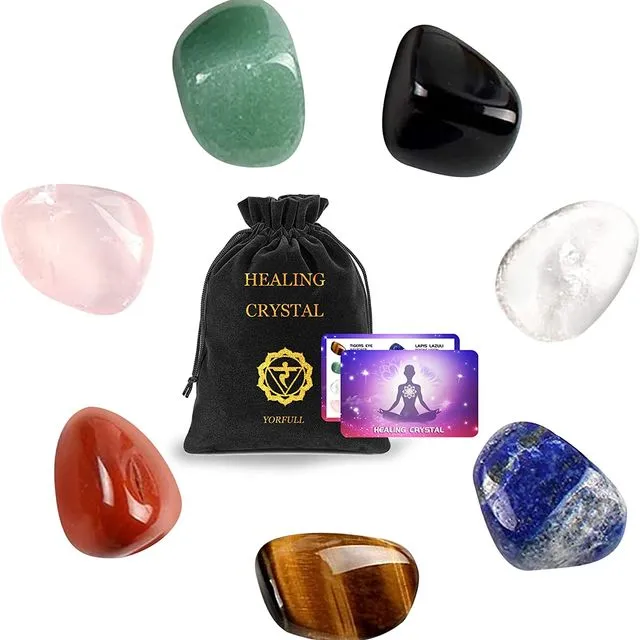 7Pcs Healing Crystals for Beginners Set,Natural Crystals and Gemstones Healing,Spiritual Gifts for Women,7 Chakra Crystal Set Meditation Accessories for Reiki Healing