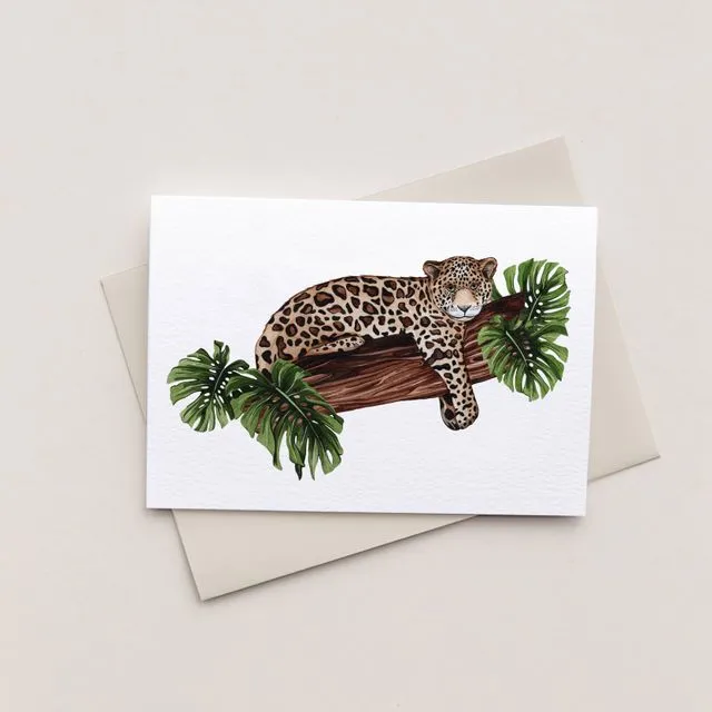Tropical Leopard Greetings Card