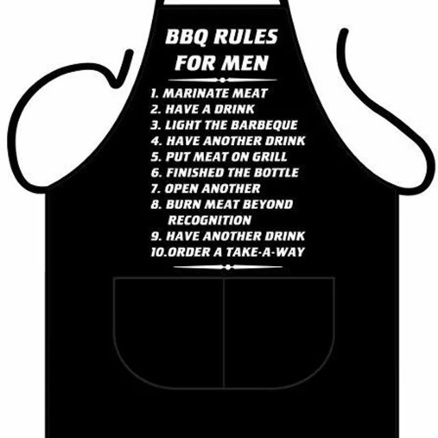 Black Apron Deluxe - BBQ rules for Men Unique Birthday Gifts, Funny Apron, for Men Women, Chef Bib Apron, Kitchen Baking Gifts, Apron
