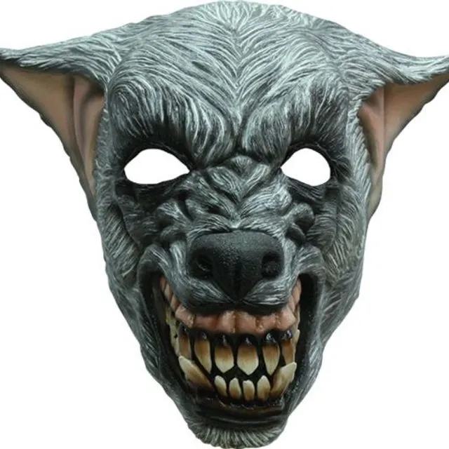 Headmask for Halloween Scary, Headmask- Wolf Silver