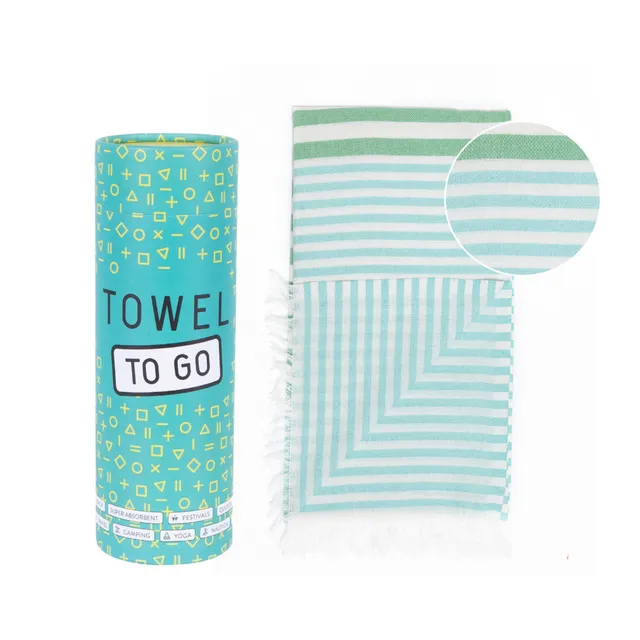 Towel to Go Bali Hammam Towel with gift box, Turquoise/Green TTG3TK