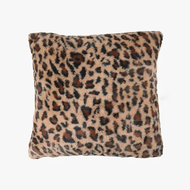Animal Print Plush Home Sofa Pillowcase Brown