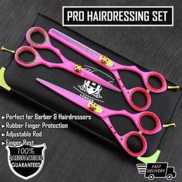 Professional Barbers Hair Cutting &Thinning Scissors Set with Case