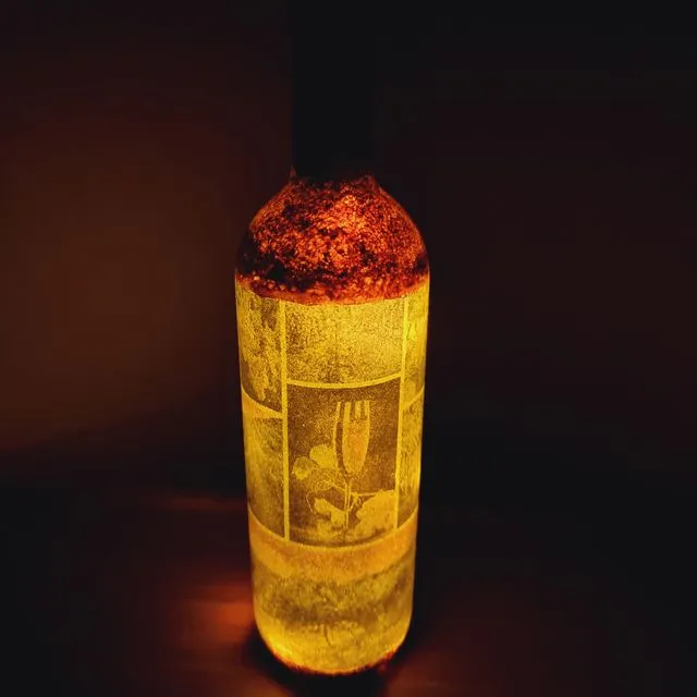 "Vineyard" Bottle LED Light With Decoupage technique