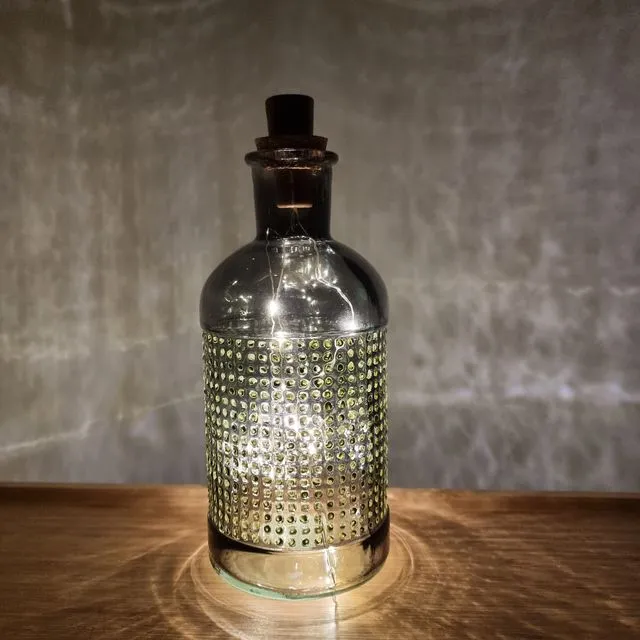 "Yellow Dots" Bottle LED Light With Decoupage technique