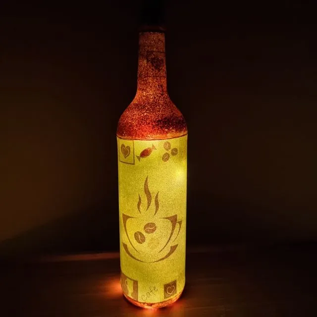 "Сoffee" Bottle LED Light With Decoupage technique