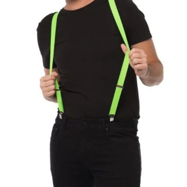 Suspenders Neon Green for Party Supplies Aduld Suspenders Accessory - Width 2,5 cm