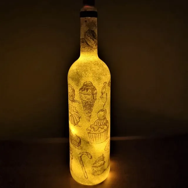 "Ice Cream" Bottle LED Light With Decoupage technique