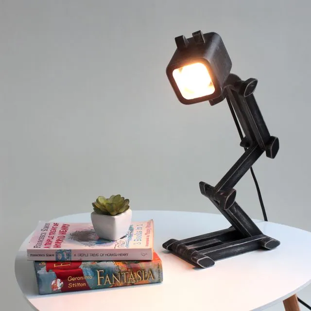 Wooden Toy Lamp, Table / Bedside LED Lamp "Black Jeans"